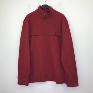 Nautica Men's XL Jacket Red 1/4 Zip Embroidered Logo Sweatshirt Pullover CL15
